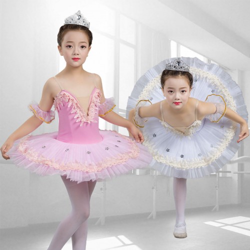 Children Girls pink white tutu skirts Little swan lake ballet dance dress for girls pancake skirt concert prom xmas party ballerina ballet dress for children